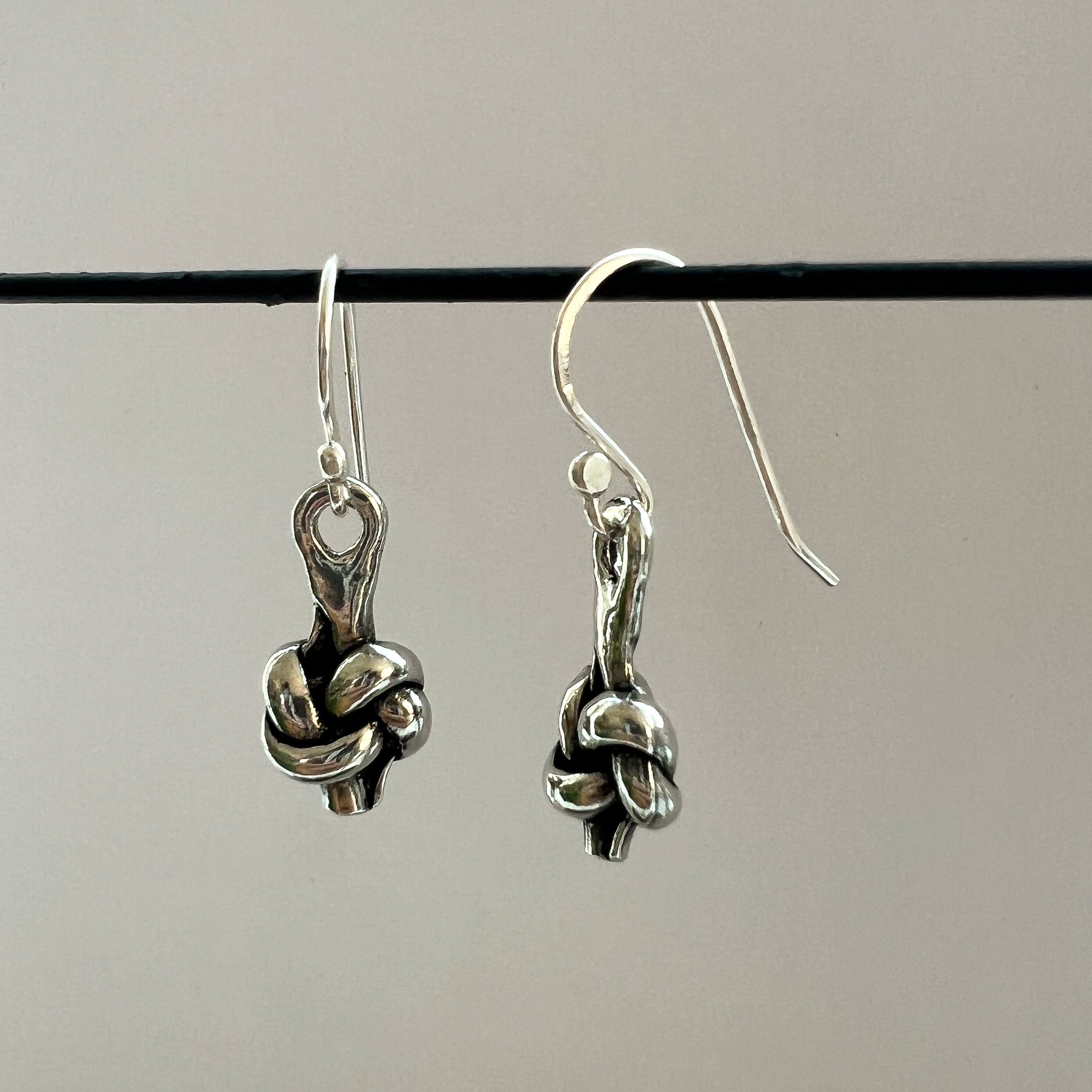 Pewter Love Knot Earrings - 10th Anniversary Gift for Her