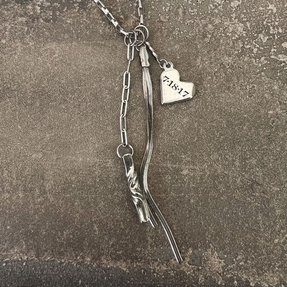 Pewter Personalized Charm Necklace – 10th Anniversary Gift for Her