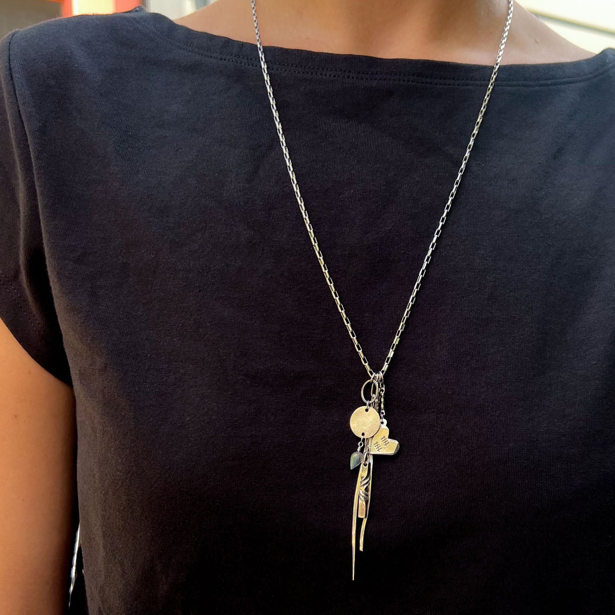 Pewter Personalized Charm Necklace – 10th Anniversary Gift for Her