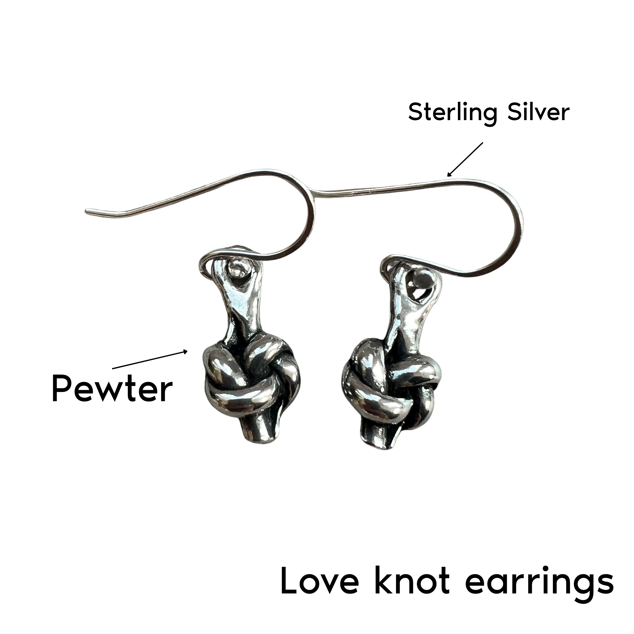 Pewter Love Knot Earrings - 10th Tin Anniversary Gift for Her