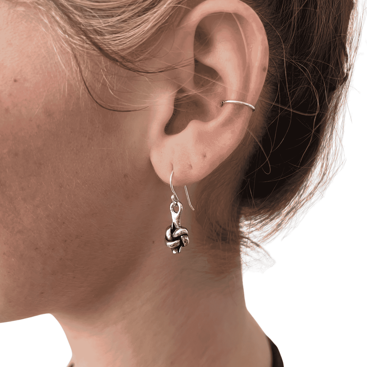 Pewter Love Knot Earrings - 10th Tin Anniversary Gift for Her