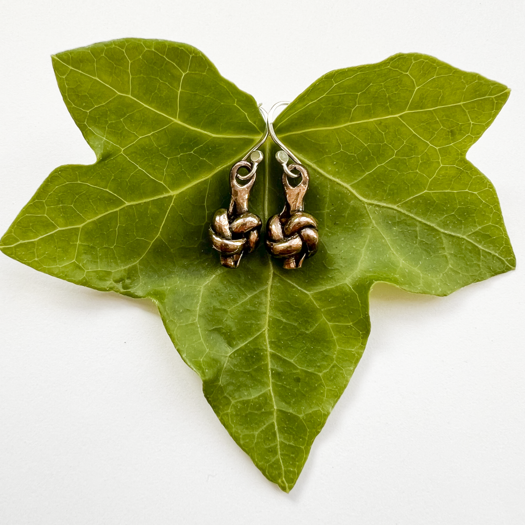 Puffy Bronze Love Knot Earrings – 8th or 19th Anniversary Gift for Her