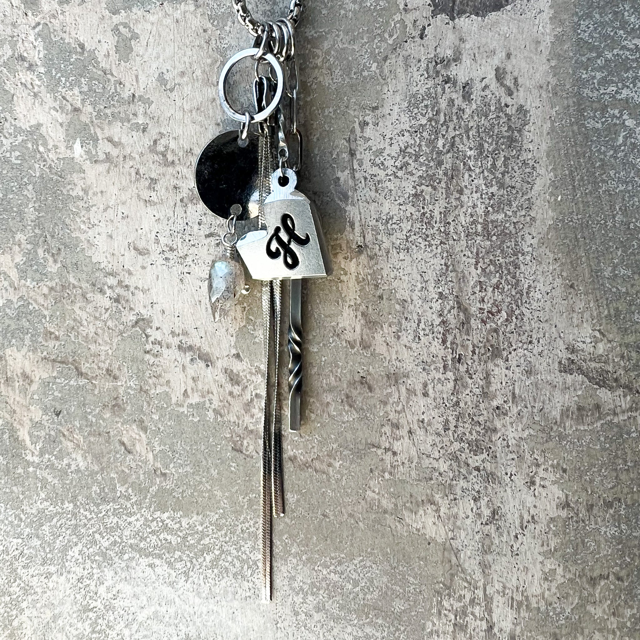 Stainless Steel Personalized Charm Necklace – 11th Anniversary Gift for Her