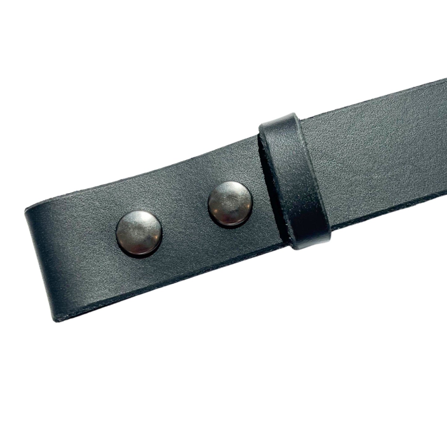 Narrow Black Leather Snap Belt - Steel Toe Studios