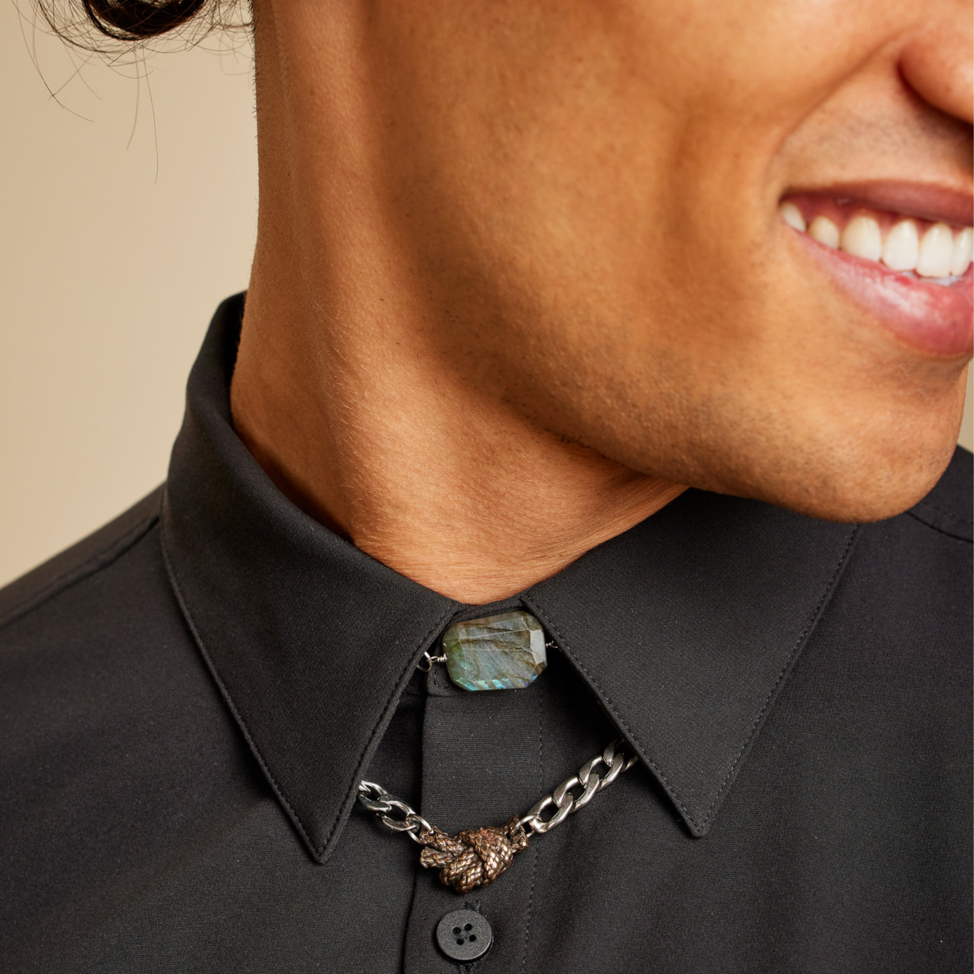 Stainless steel chain labradorite choker