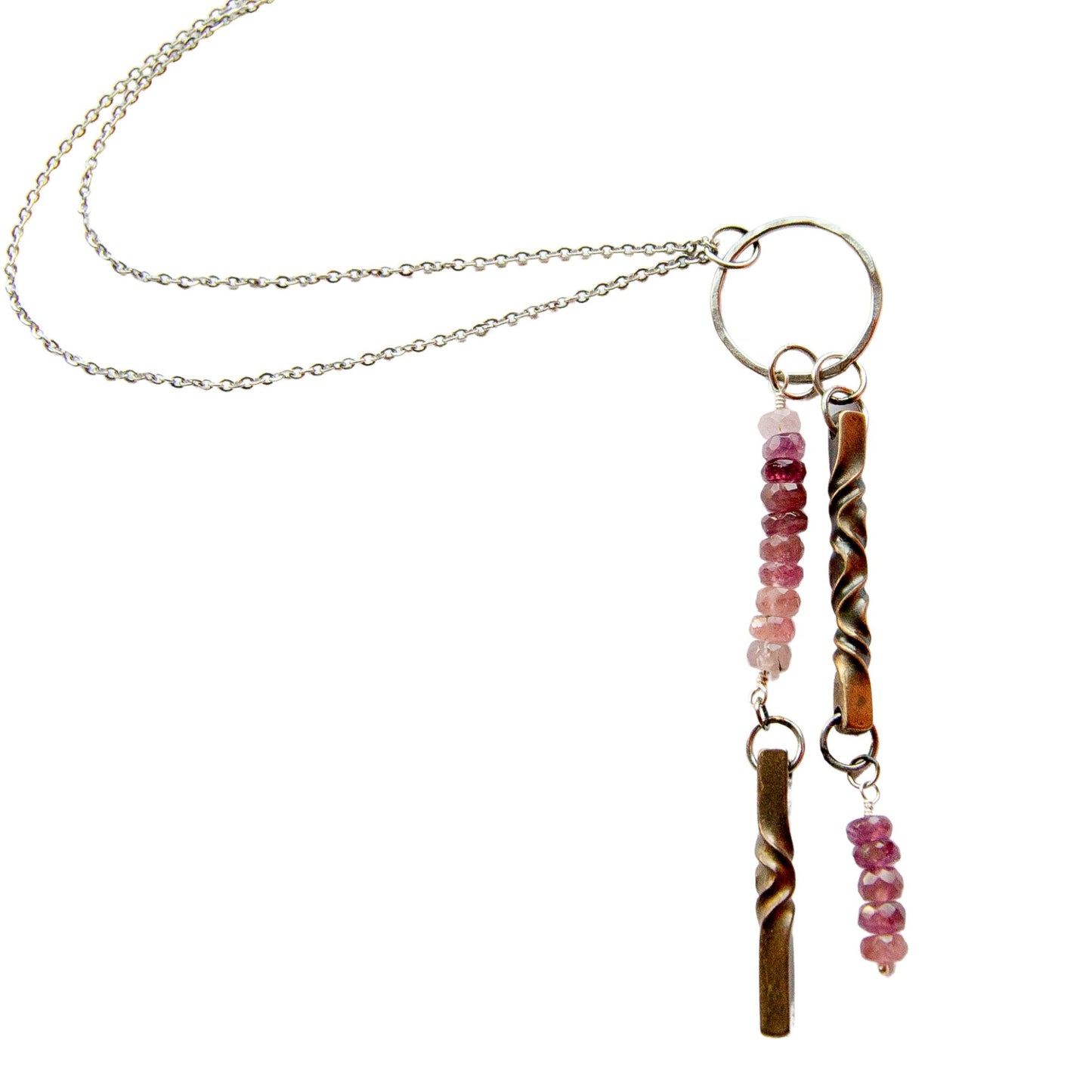 Bronze Path Rose Tourmaline Necklace - Steel Toe Studios