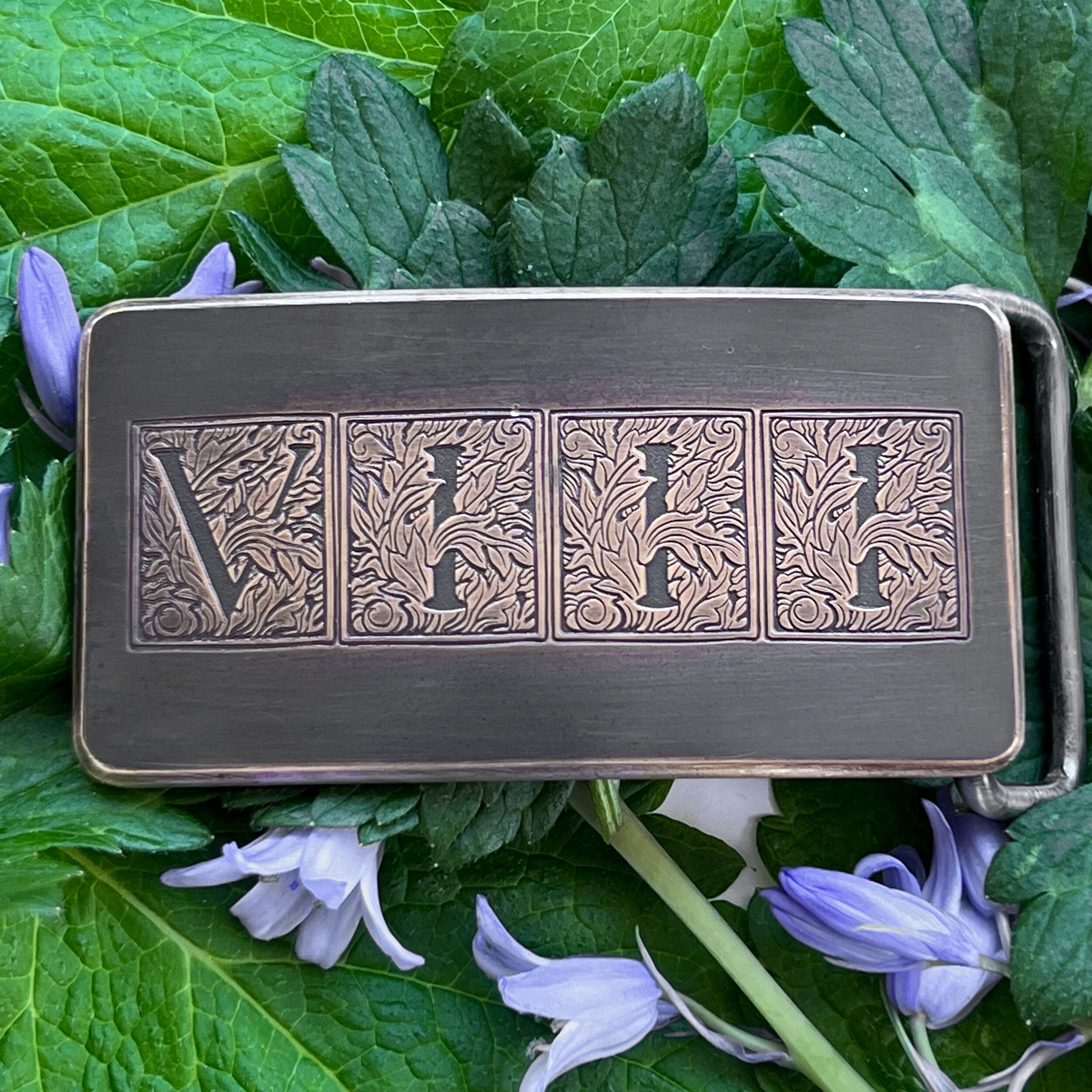 Flora Roman Numeral 8 Bronze Belt Buckle - Steel Toe Studios