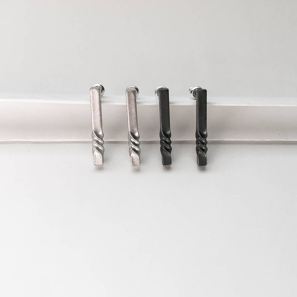minimal sterling studs - geometric silver earrings - earrings for wife - architectural jewelry -modern earrings - everyday earrings