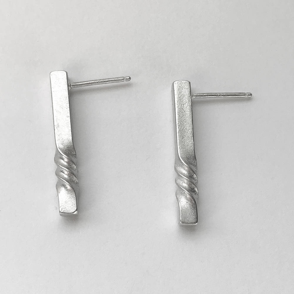 minimal sterling studs - geometric silver earrings - earrings for wife - architectural jewelry -modern earrings - everyday earrings