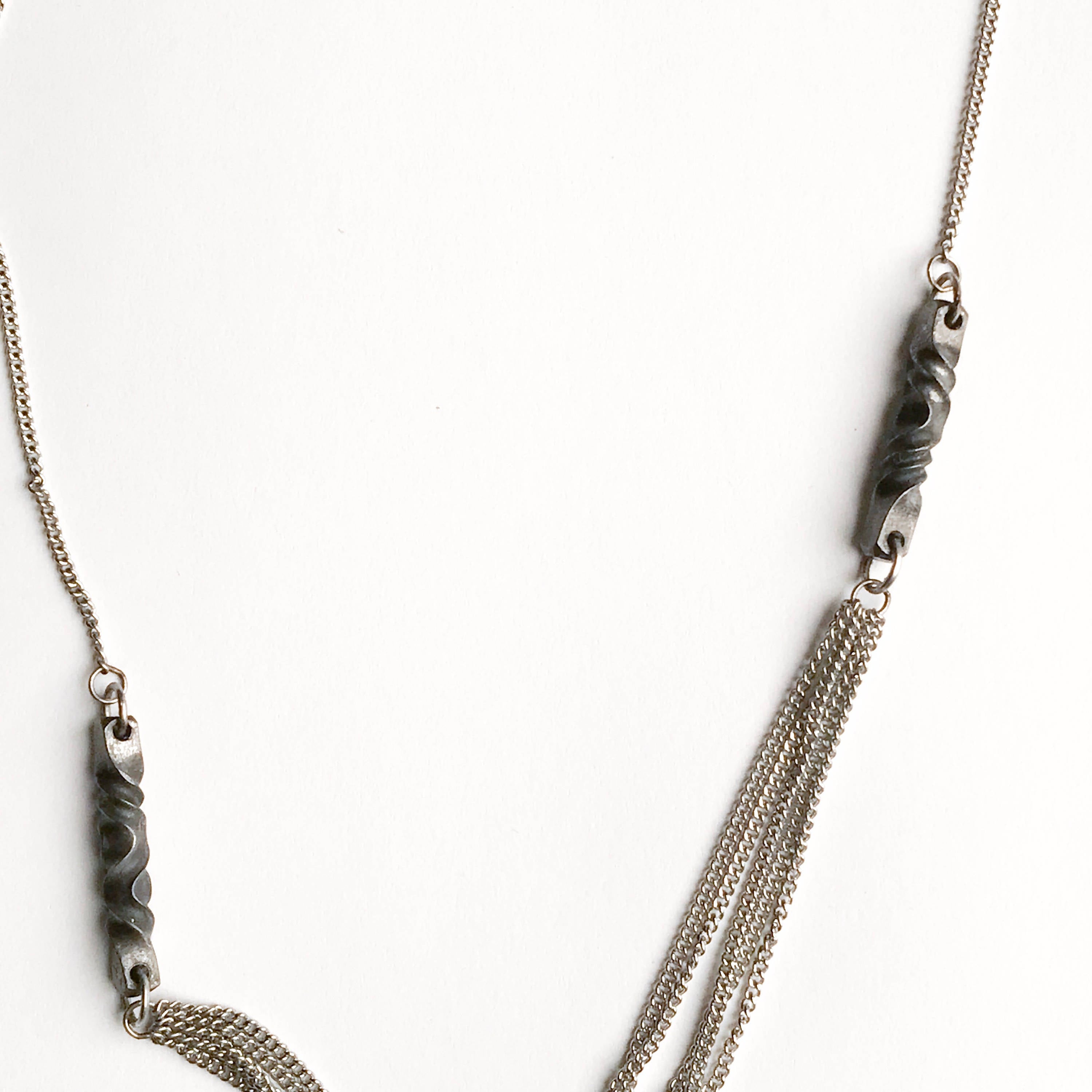 11th anniversary gift for wife- handmade modern steel necklace -stainless steel- iron necklace-architectural necklace -choker length-