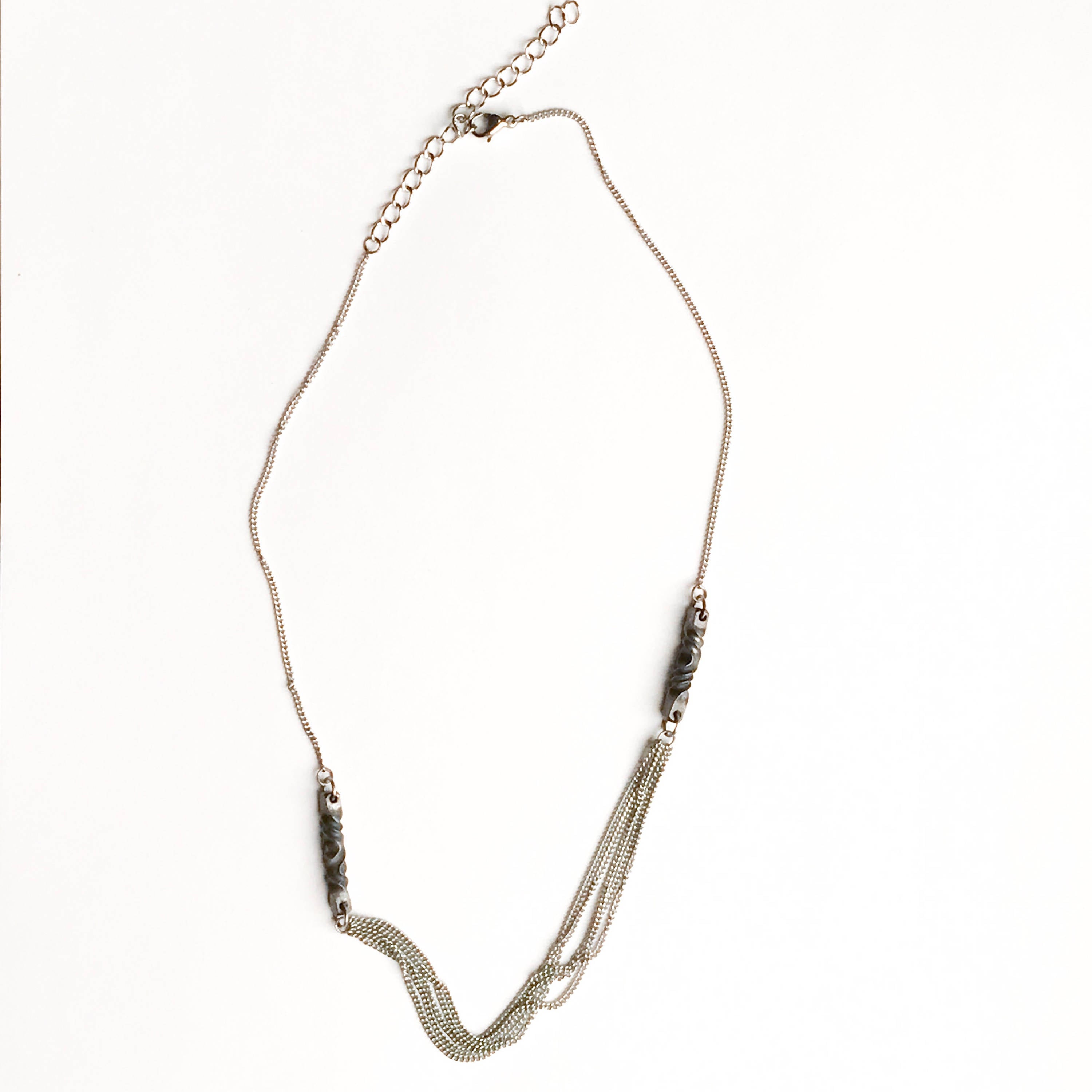 11th anniversary gift for wife- handmade modern steel necklace -stainless steel- iron necklace-architectural necklace -choker length-