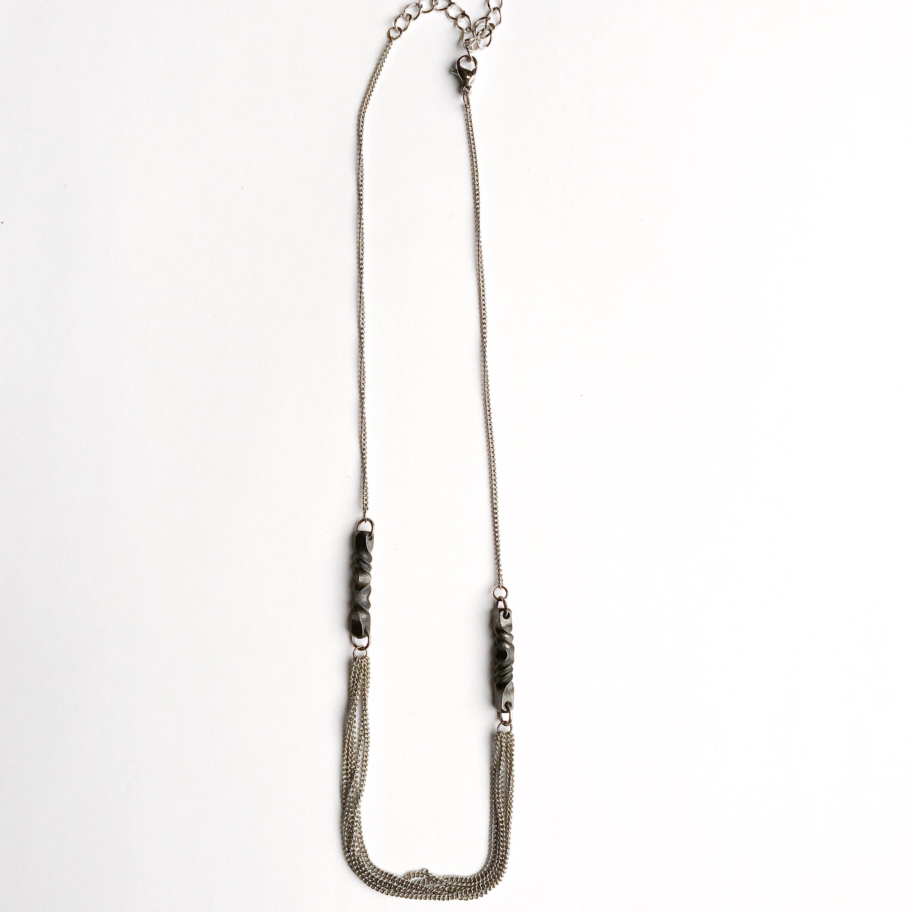 11th anniversary gift for wife- handmade modern steel necklace -stainless steel- iron necklace-architectural necklace -choker length-
