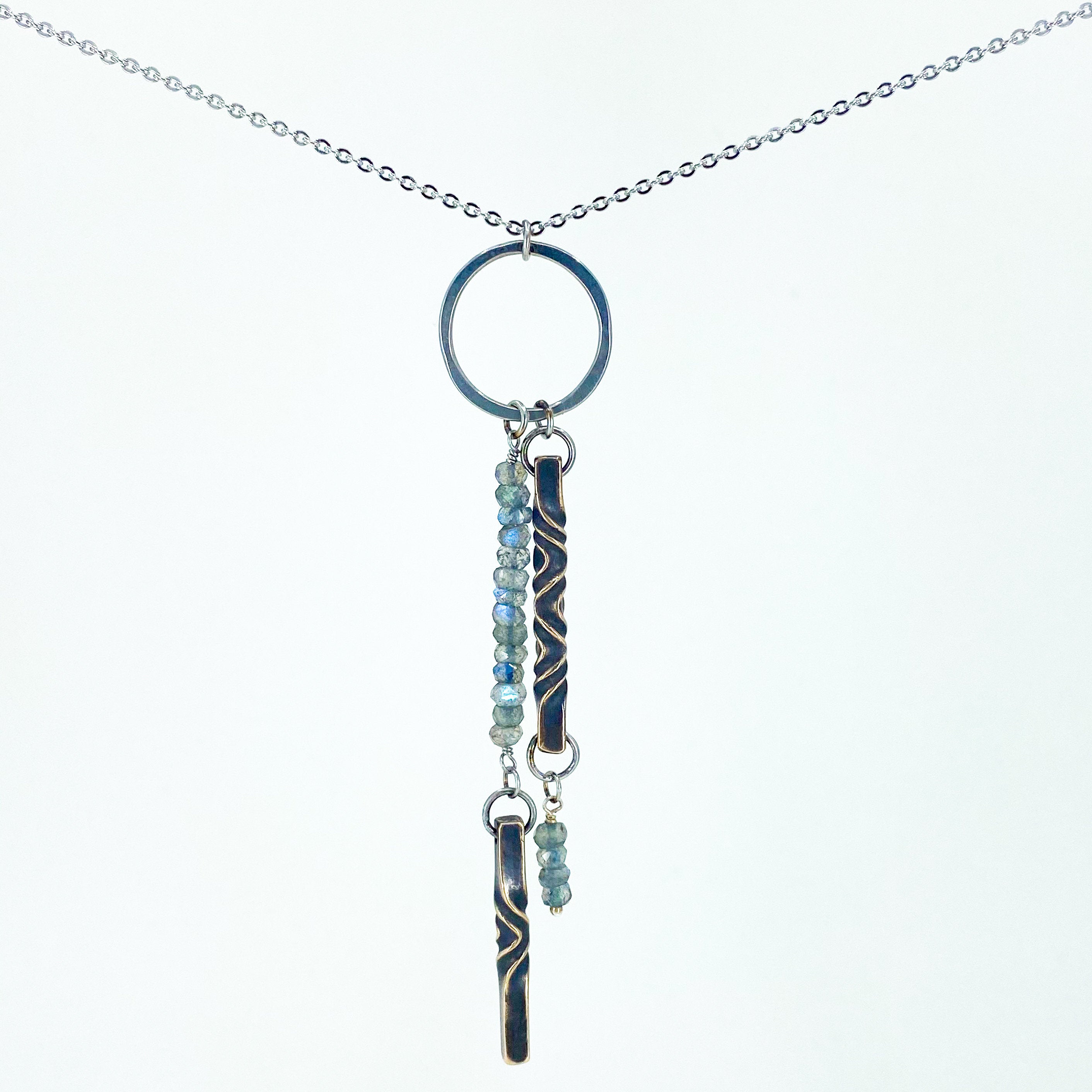 bronze and labradorite jewelry set, bronze necklace, 8th anniversary gift for her, labradorite bracelet, bronze twist earrings