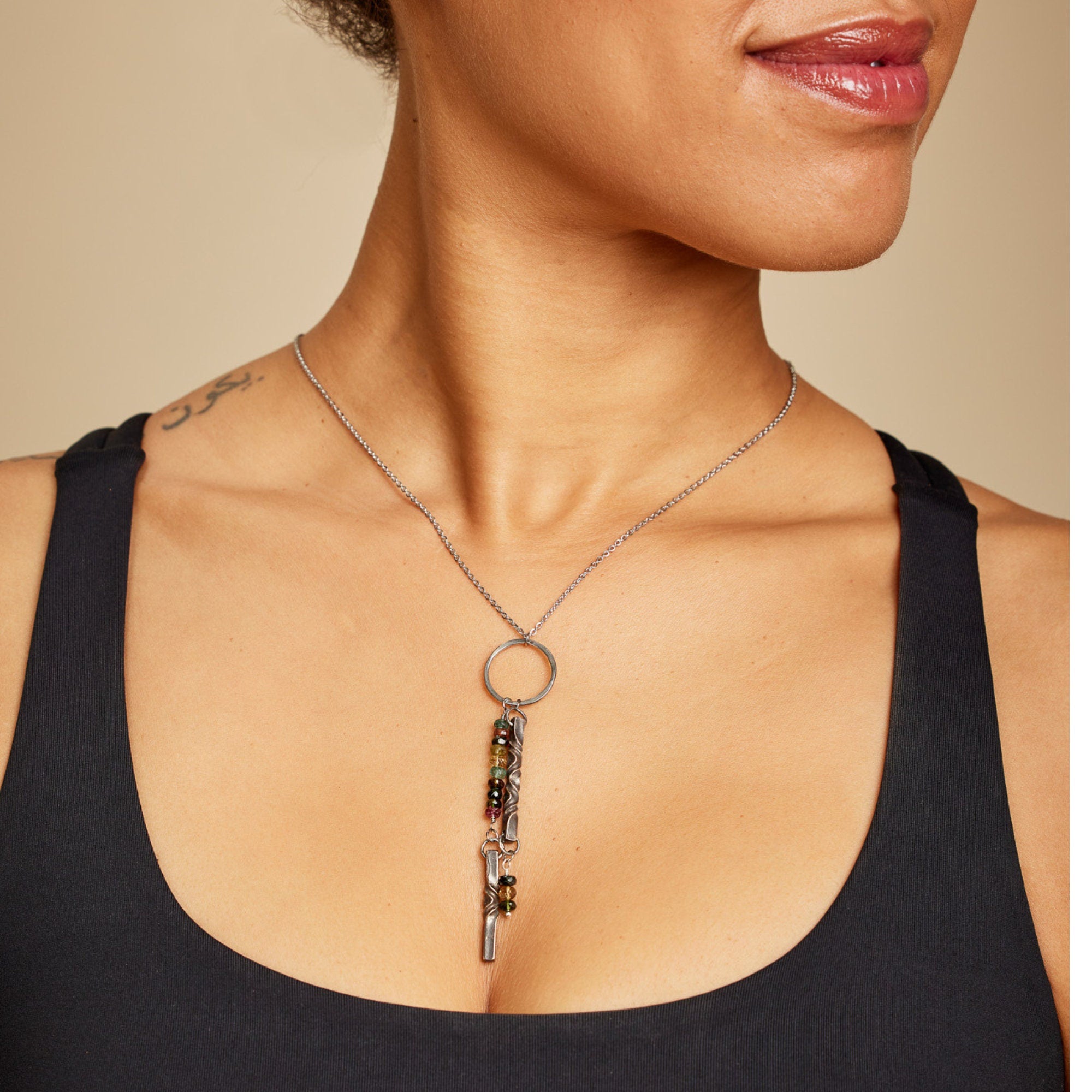 anniversary necklace for wife 8th year wedding anniversary, bronze and tourmaline necklace, anniversary gift for wife