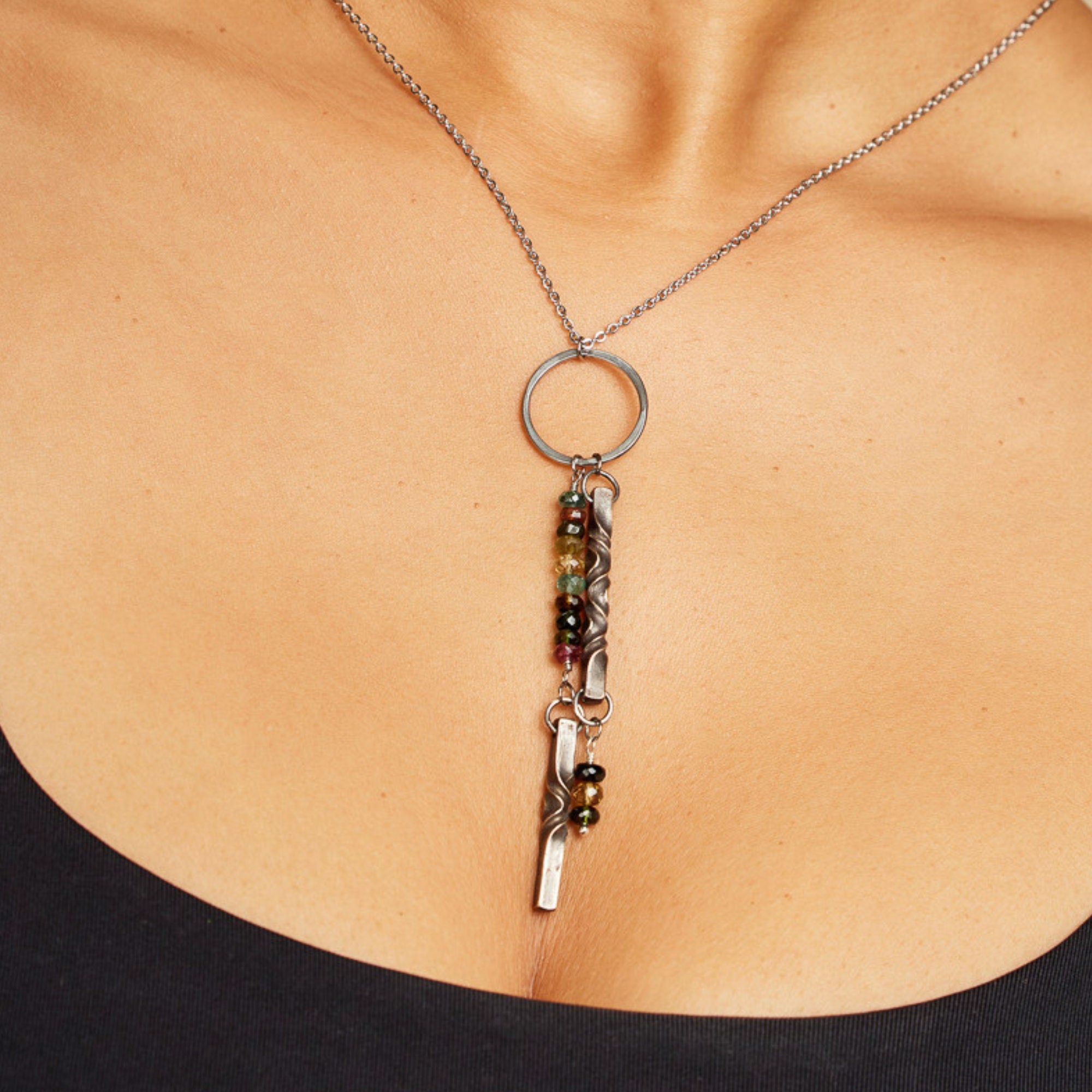 anniversary necklace for wife 8th year wedding anniversary, bronze and tourmaline necklace, anniversary gift for wife