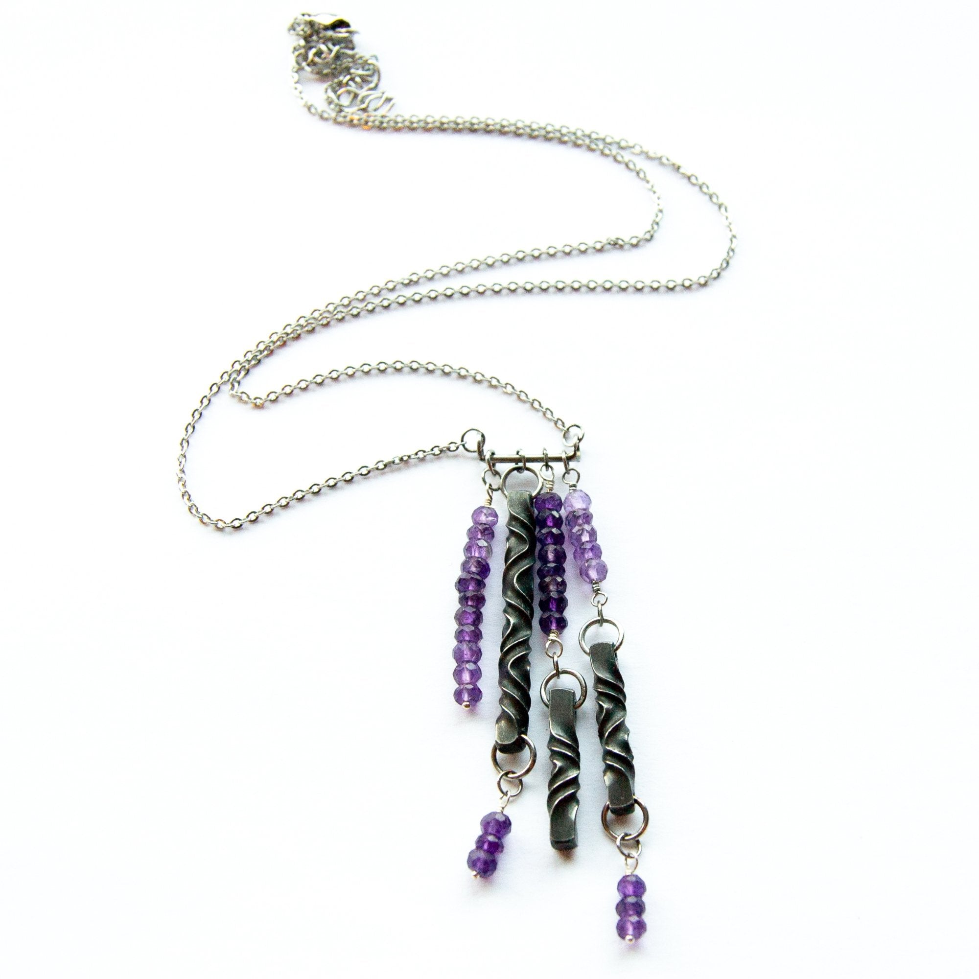 Iron Suspend Amethyst Necklace - Steel Toe Studios