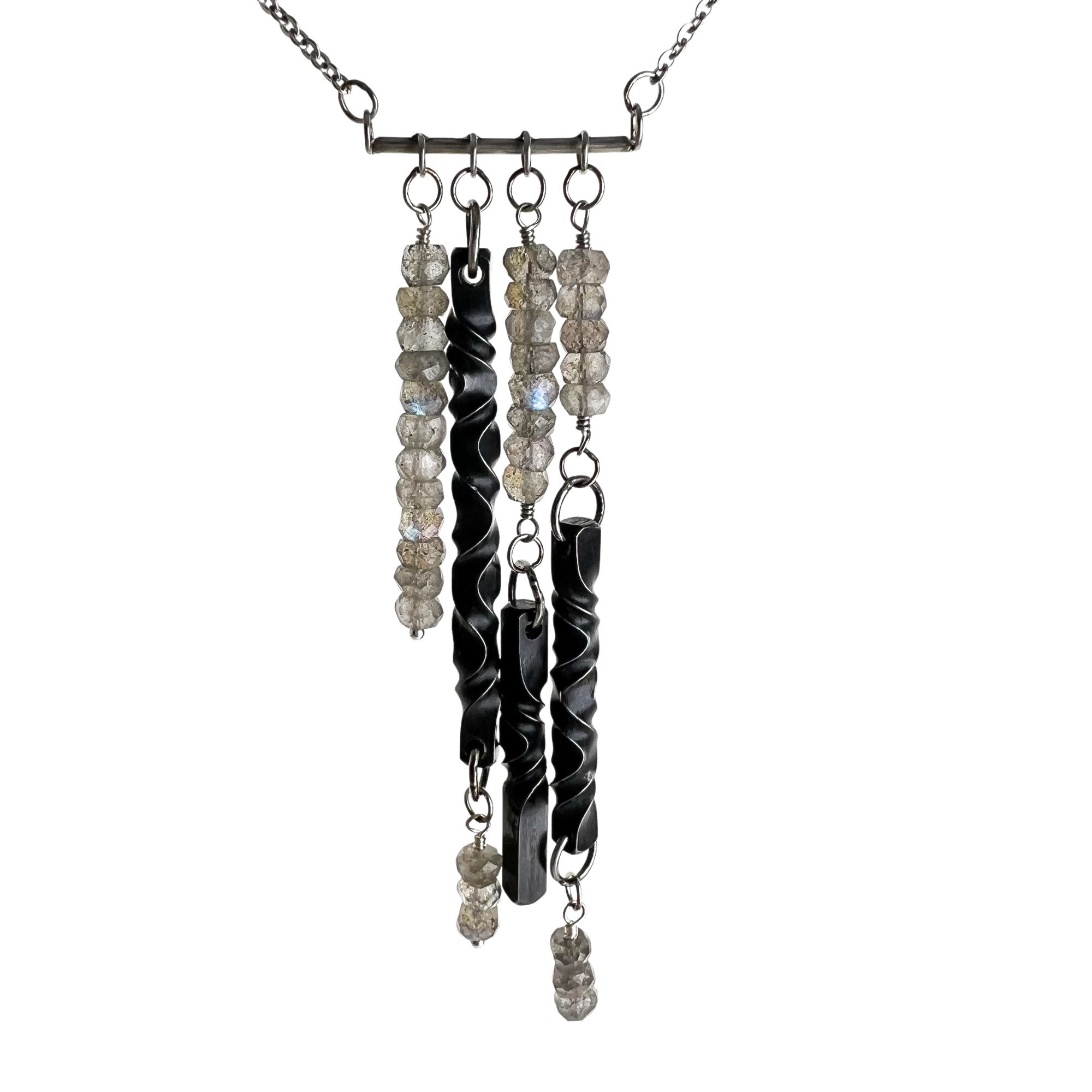 Iron Suspend Labradorite Necklace - Steel Toe Studios