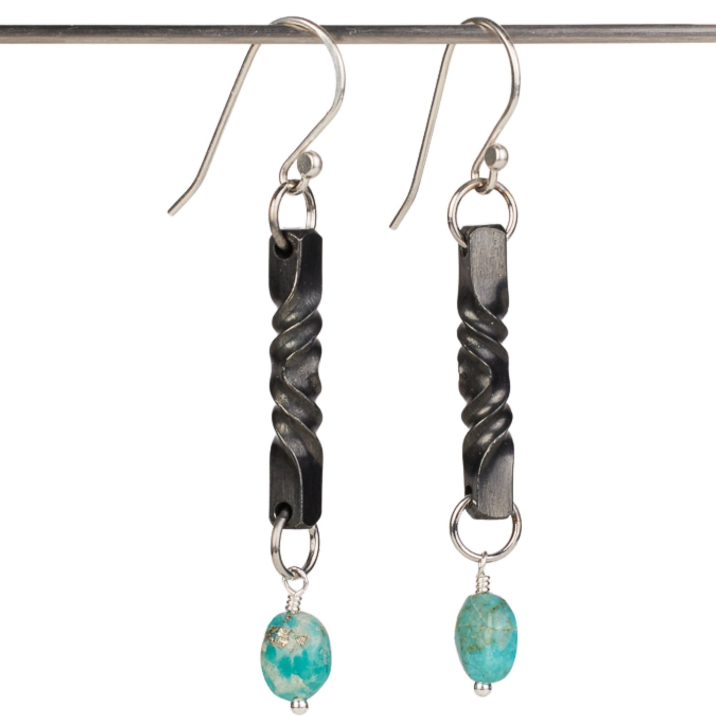 Iron Twist Turquoise Earrings - Steel Toe Studios