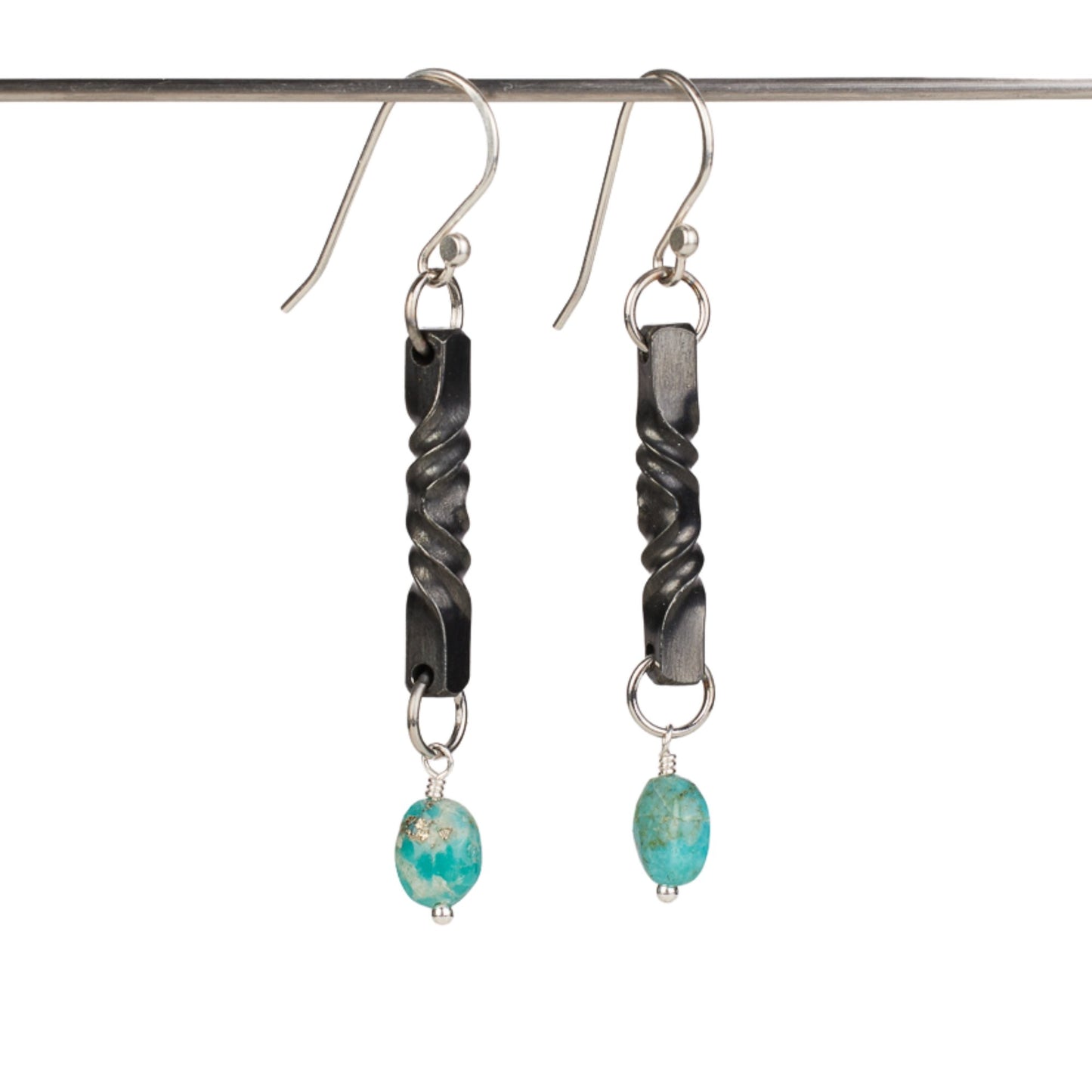 Iron Twist Turquoise Earrings - Steel Toe Studios