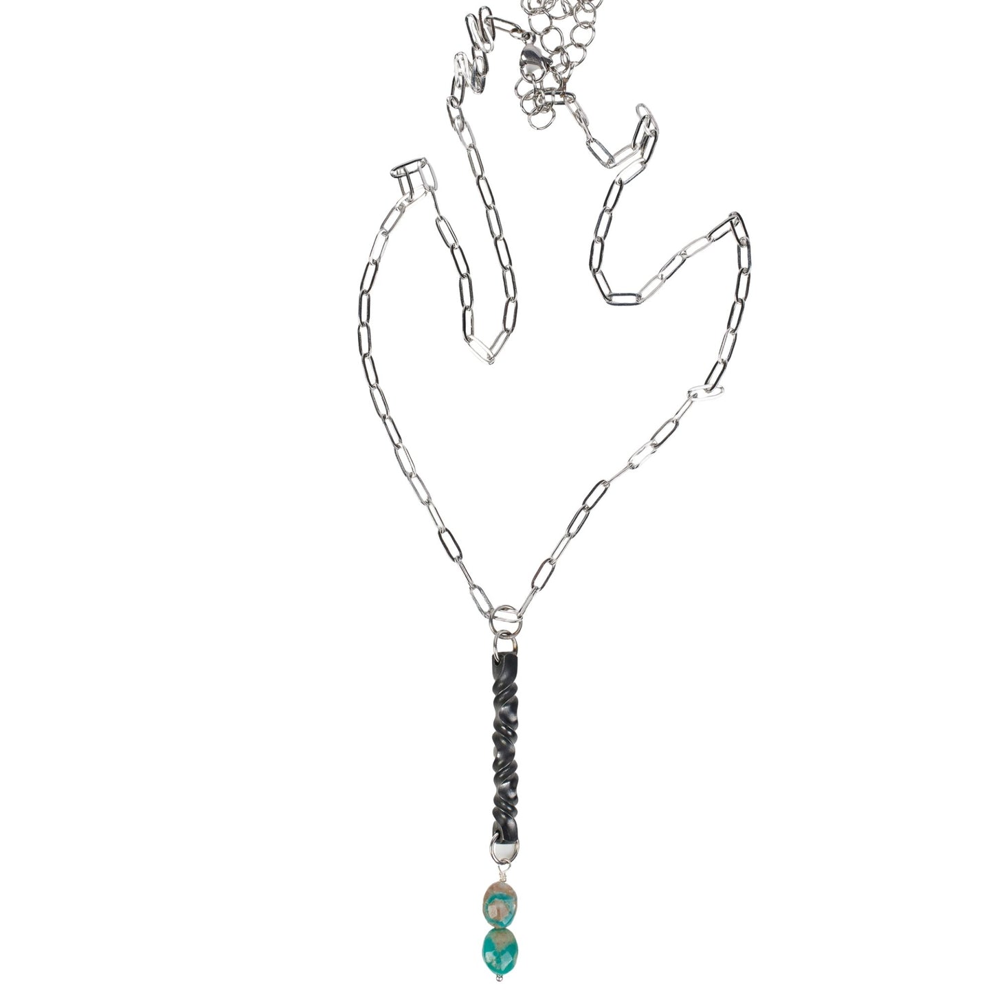 Iron Twist Turquoise Necklace - Steel Toe Studios