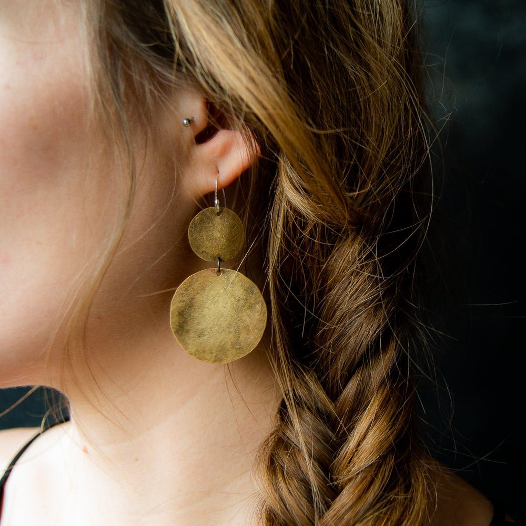 Ra Double Disc Earrings - Steel Toe Studios
