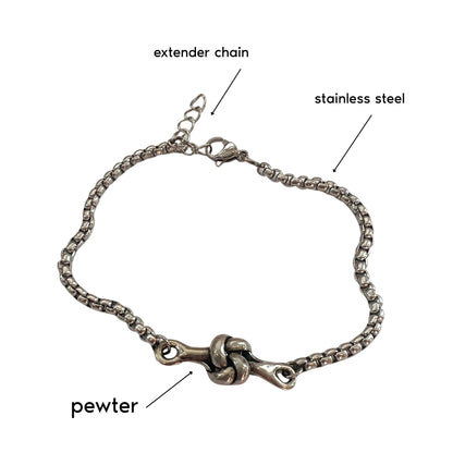 Pewter Love Knot Bracelet – 10th Tin Anniversary Gift for Her