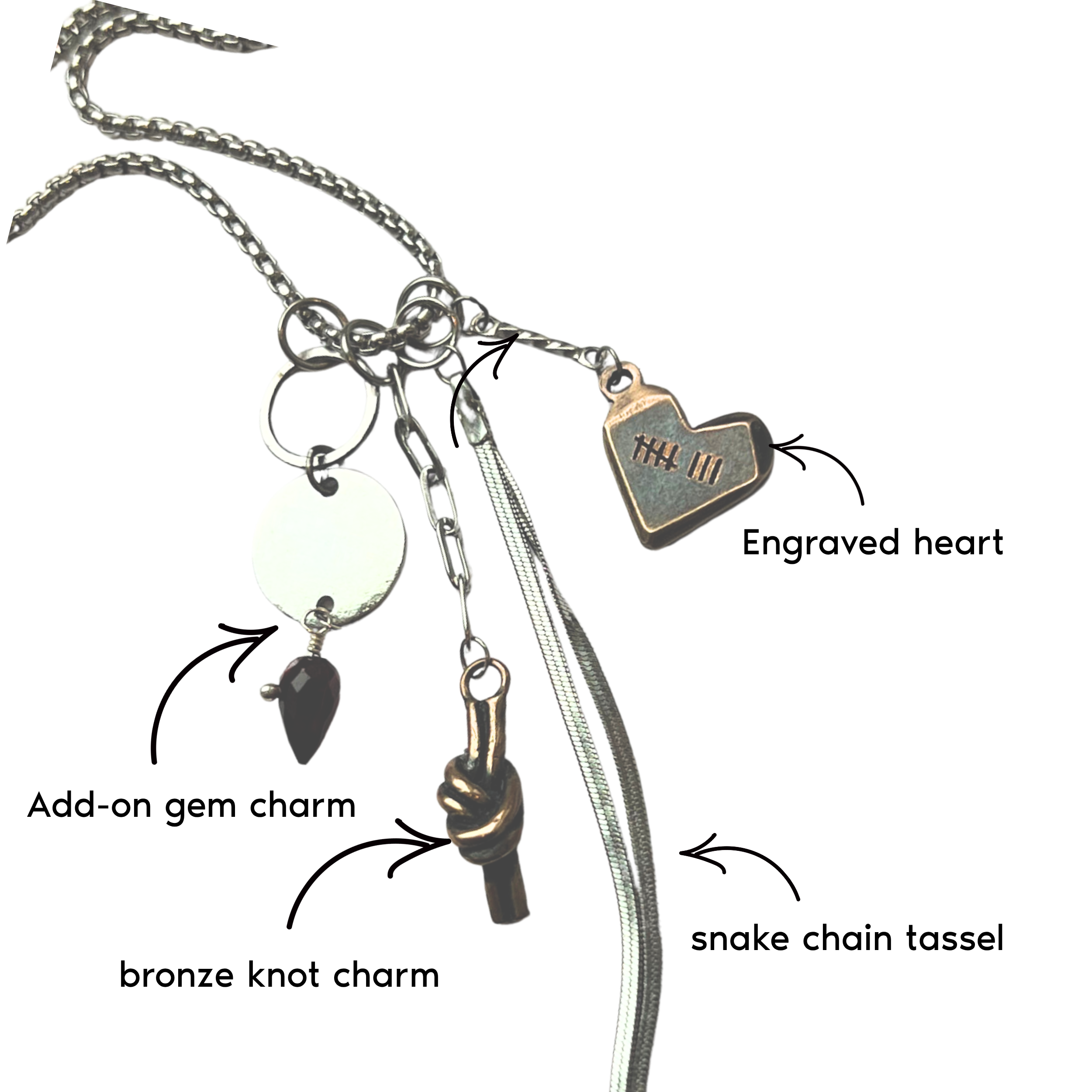 Bronze Personalized Charm Necklace – 8th Anniversary Gift for Her