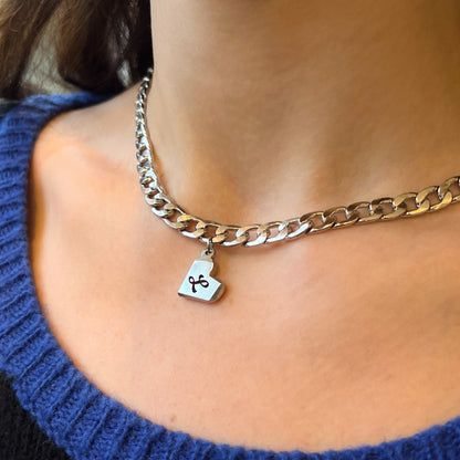 Personalized Heart Lock Necklace & Key Bracelet in Stainless Steel