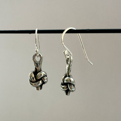 Pewter Love Knot Earrings - 10th Anniversary Gift for Her