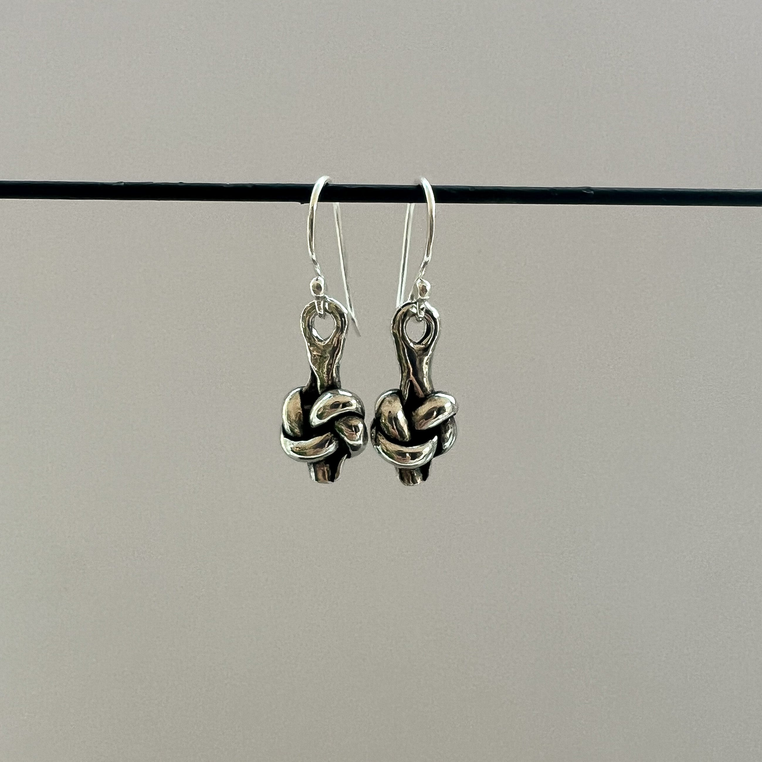 Pewter Love Knot Earrings - 10th Anniversary Gift for Her