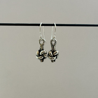 Pewter Love Knot Earrings - 10th Anniversary Gift for Her