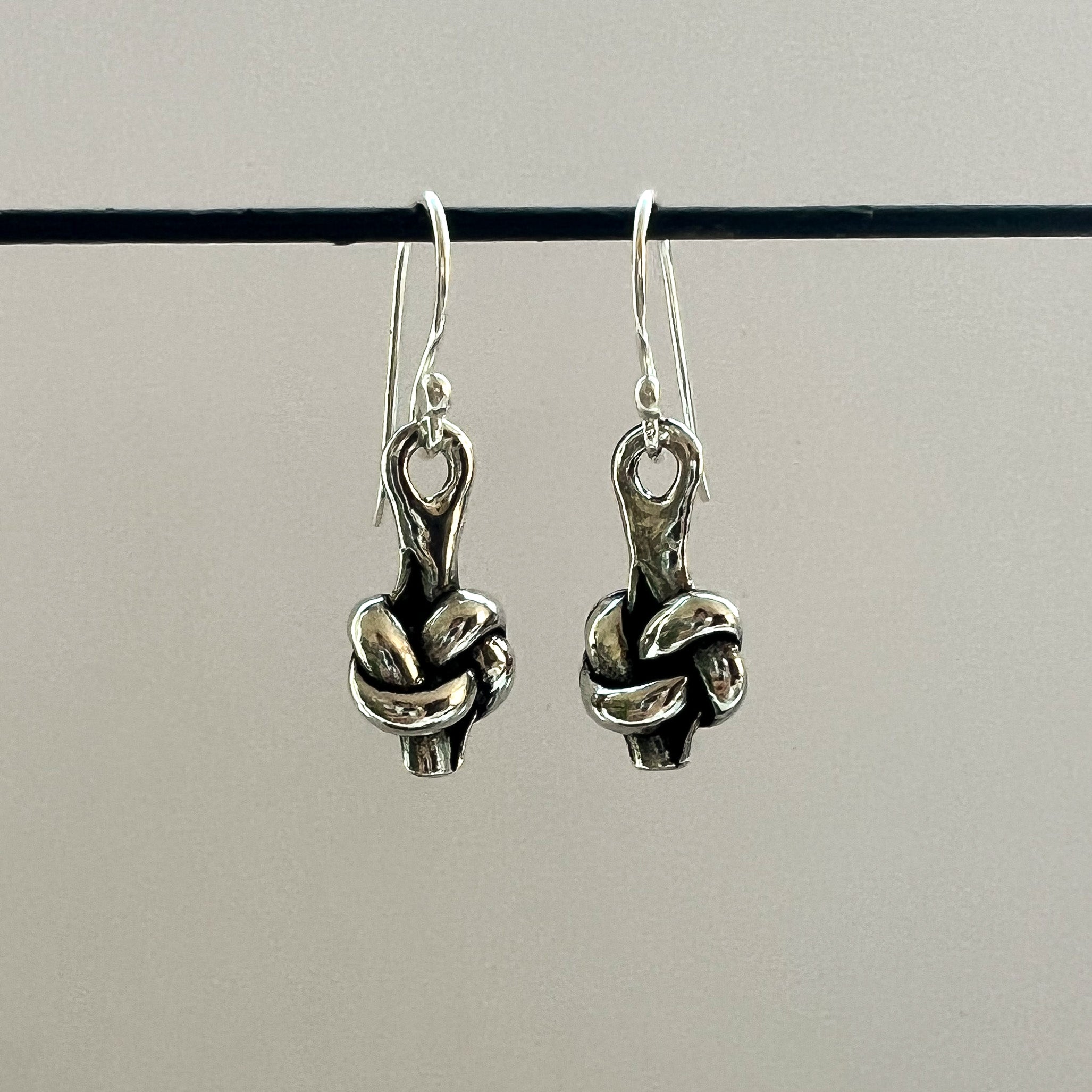 Pewter Love Knot Earrings - 10th Anniversary Gift for Her