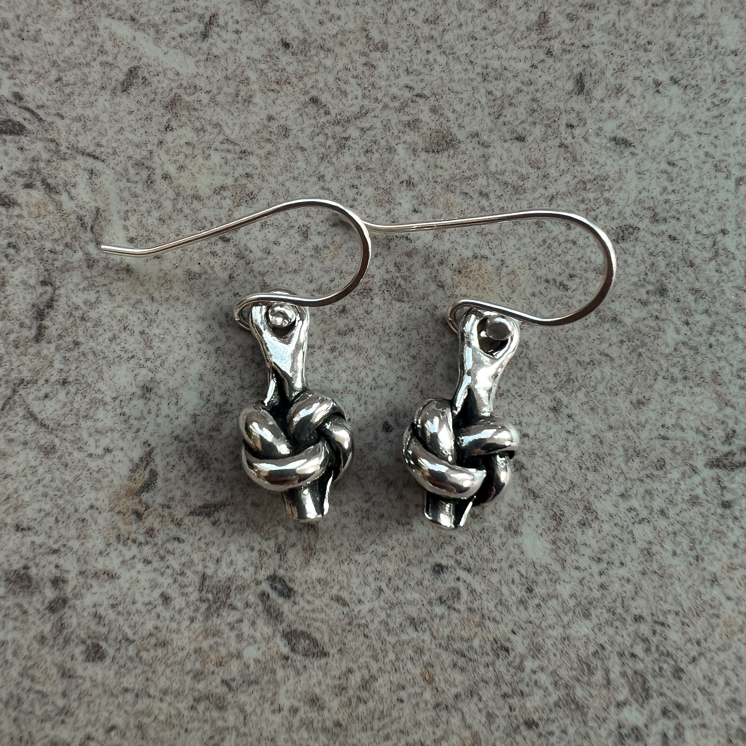 Pewter Love Knot Earrings - 10th Anniversary Gift for Her