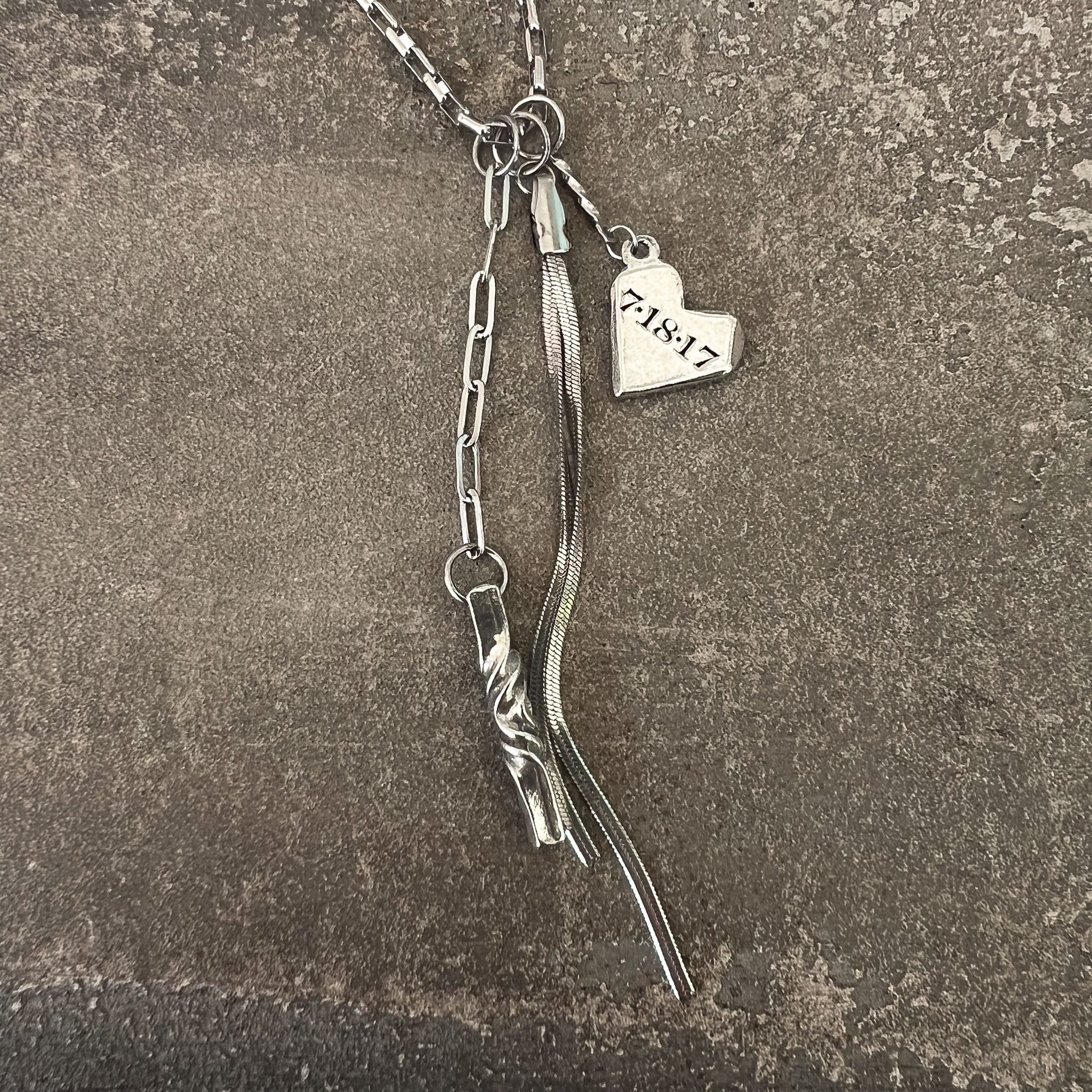Pewter Personalized Charm Necklace – 10th Anniversary Gift for Her