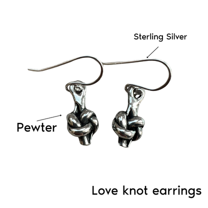 Pewter Love Knot Earrings - 10th Anniversary Gift for Her