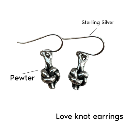 Pewter Love Knot Earrings - 10th Tin Anniversary Gift for Her