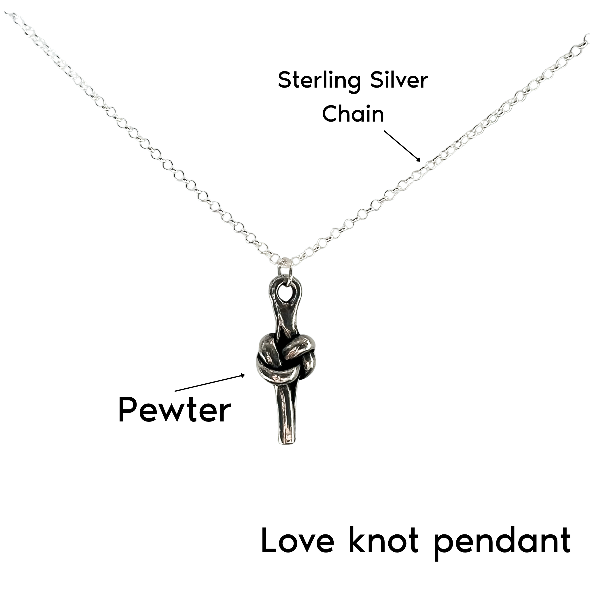 Pewter Love Knot Pendant - 10th Tin Anniversary Gift for her