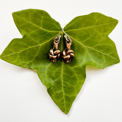 Puffy Bronze Love Knot Earrings – 8th or 19th Anniversary Gift for Her