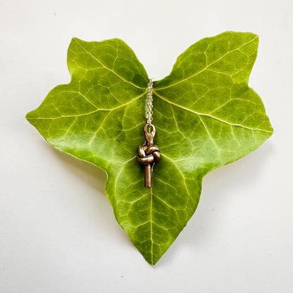 Puffy Bronze Love Knot Pendant – 8th Anniversary Gift for Her