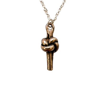 Puffy Bronze Love Knot Pendant – 8th Anniversary Gift for Her