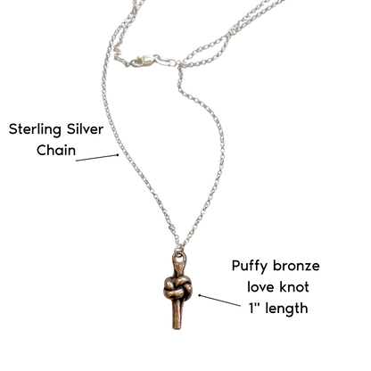 Puffy Bronze Love Knot Pendant – 8th Anniversary Gift for Her