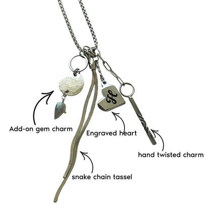 Stainless Steel Personalized Charm Necklace – 11th Anniversary Gift for Her