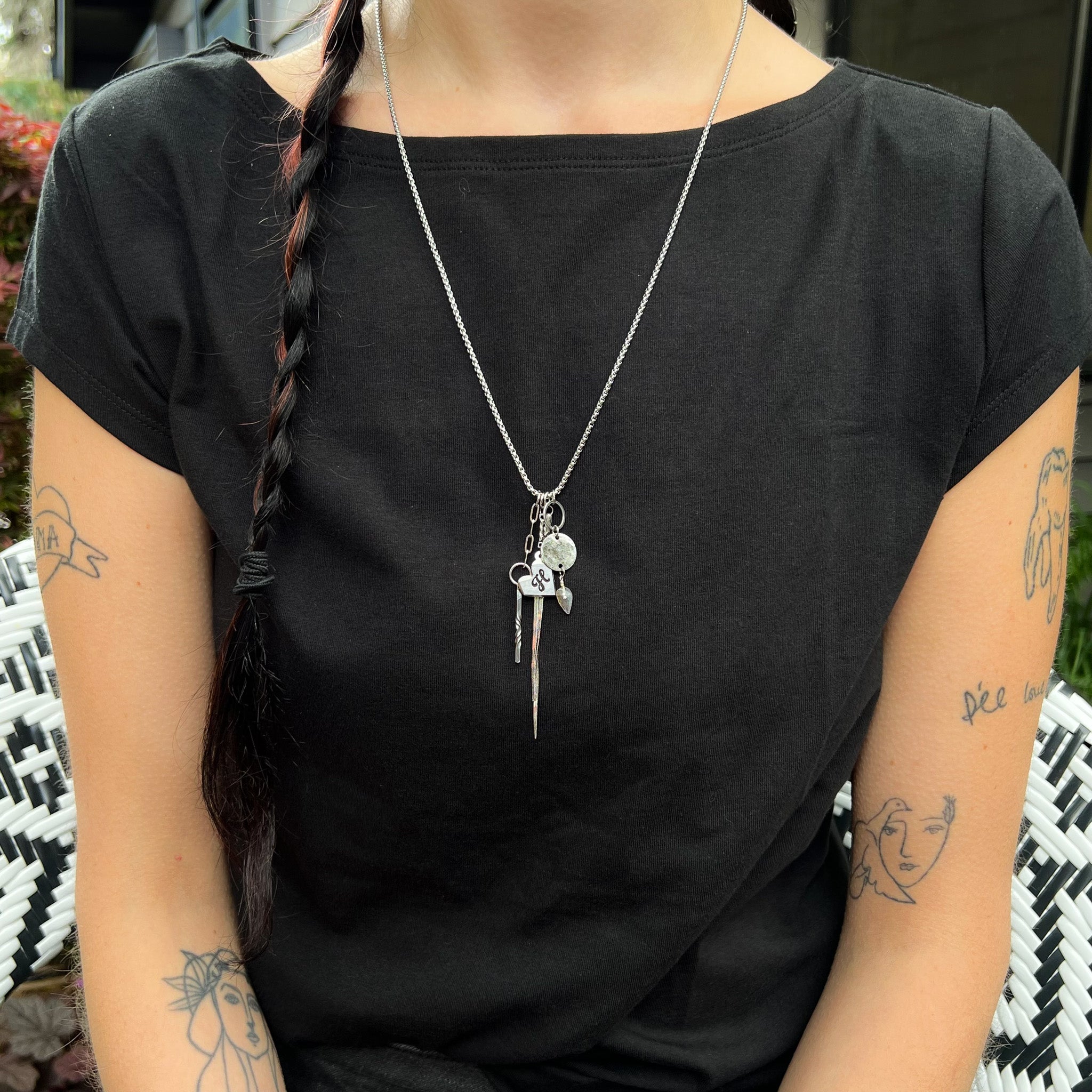 Stainless Steel Personalized Charm Necklace – 11th Anniversary Gift for Her
