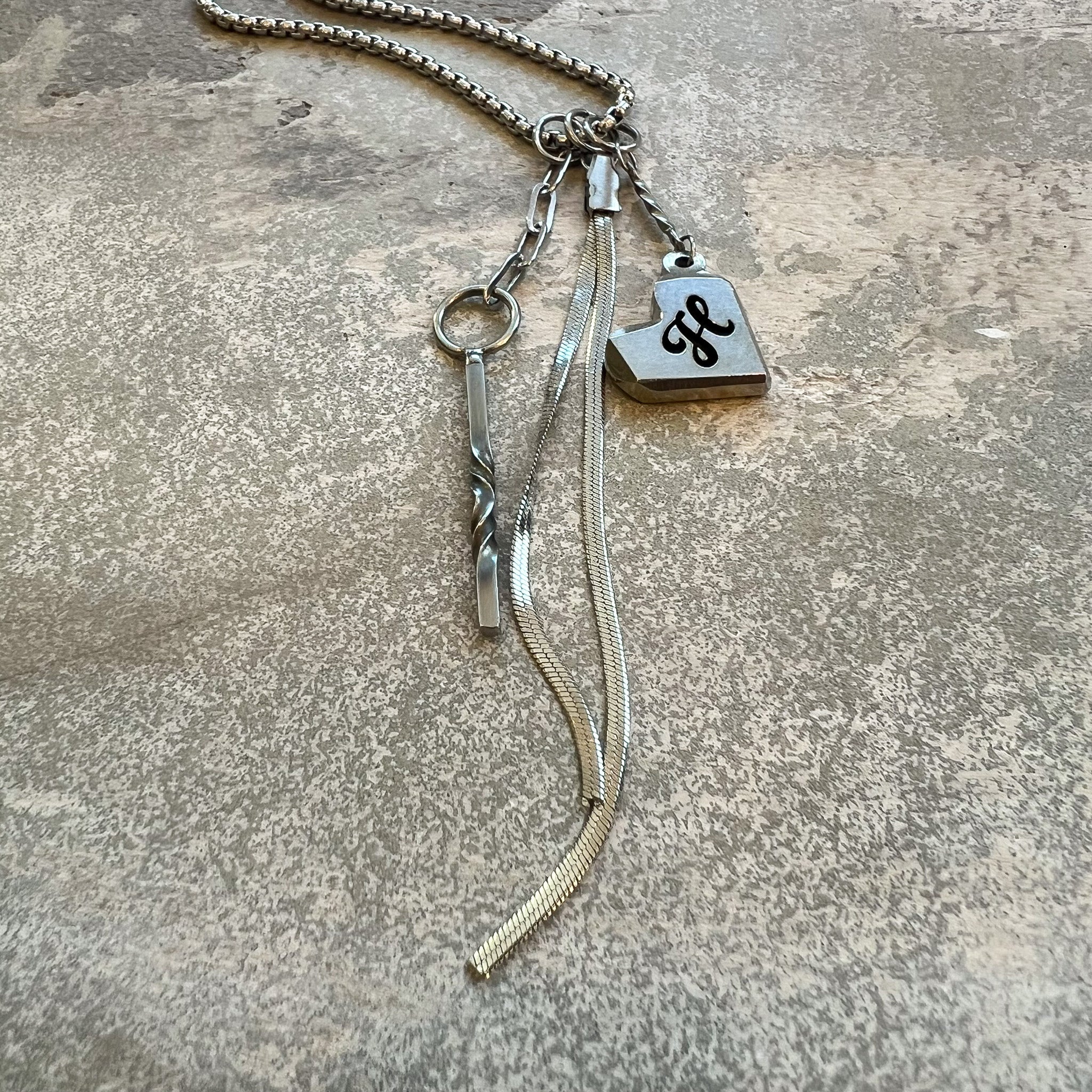 Stainless Steel Personalized Charm Necklace – 11th Anniversary Gift for Her