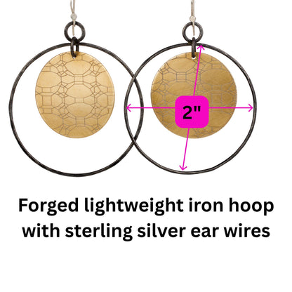 Artisan-Made Bronze Geometric Statement Earrings: Lightweight, Patterned, Modern Boho Jewelry for Women