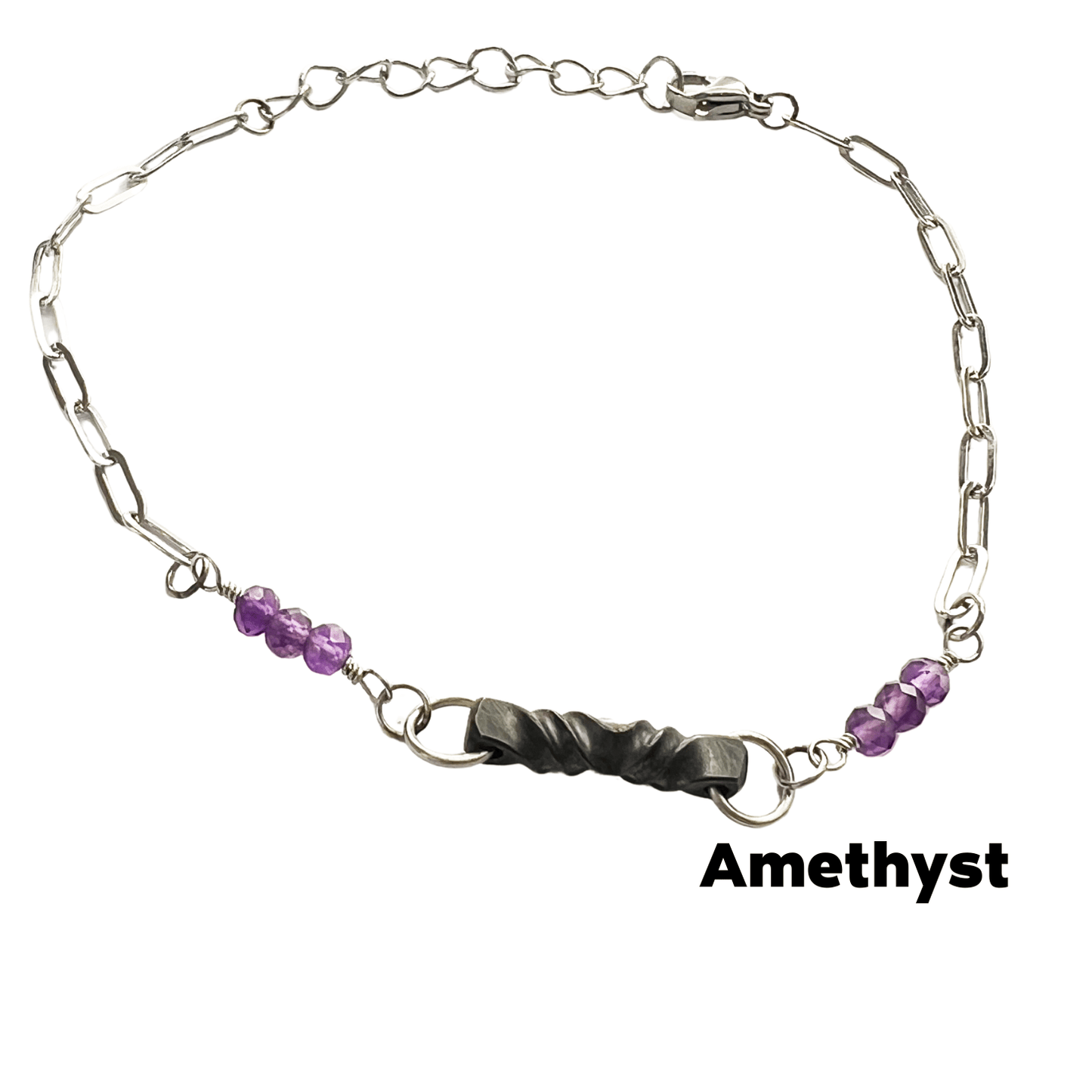 Iron Twist Amethyst Bracelet - Steel Toe Studios