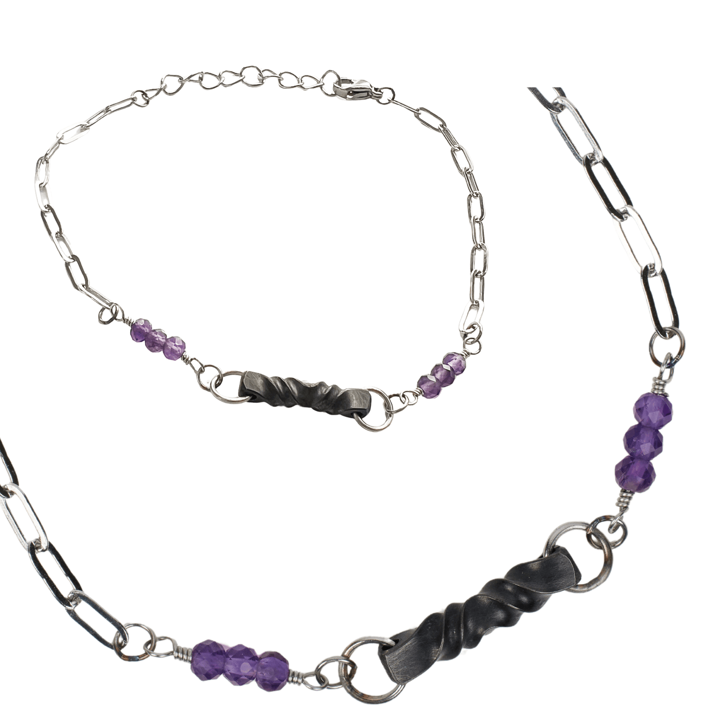 Iron Twist Amethyst Bracelet - Steel Toe Studios