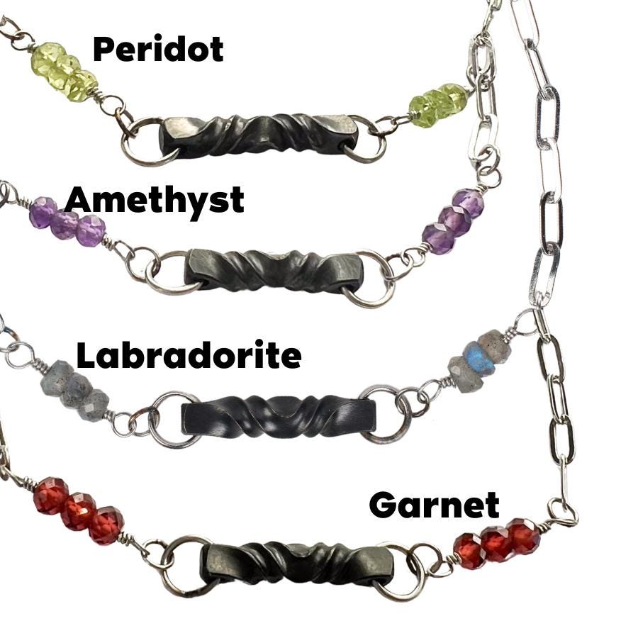 Iron Twist Gemstone Bracelet - Steel Toe Studios