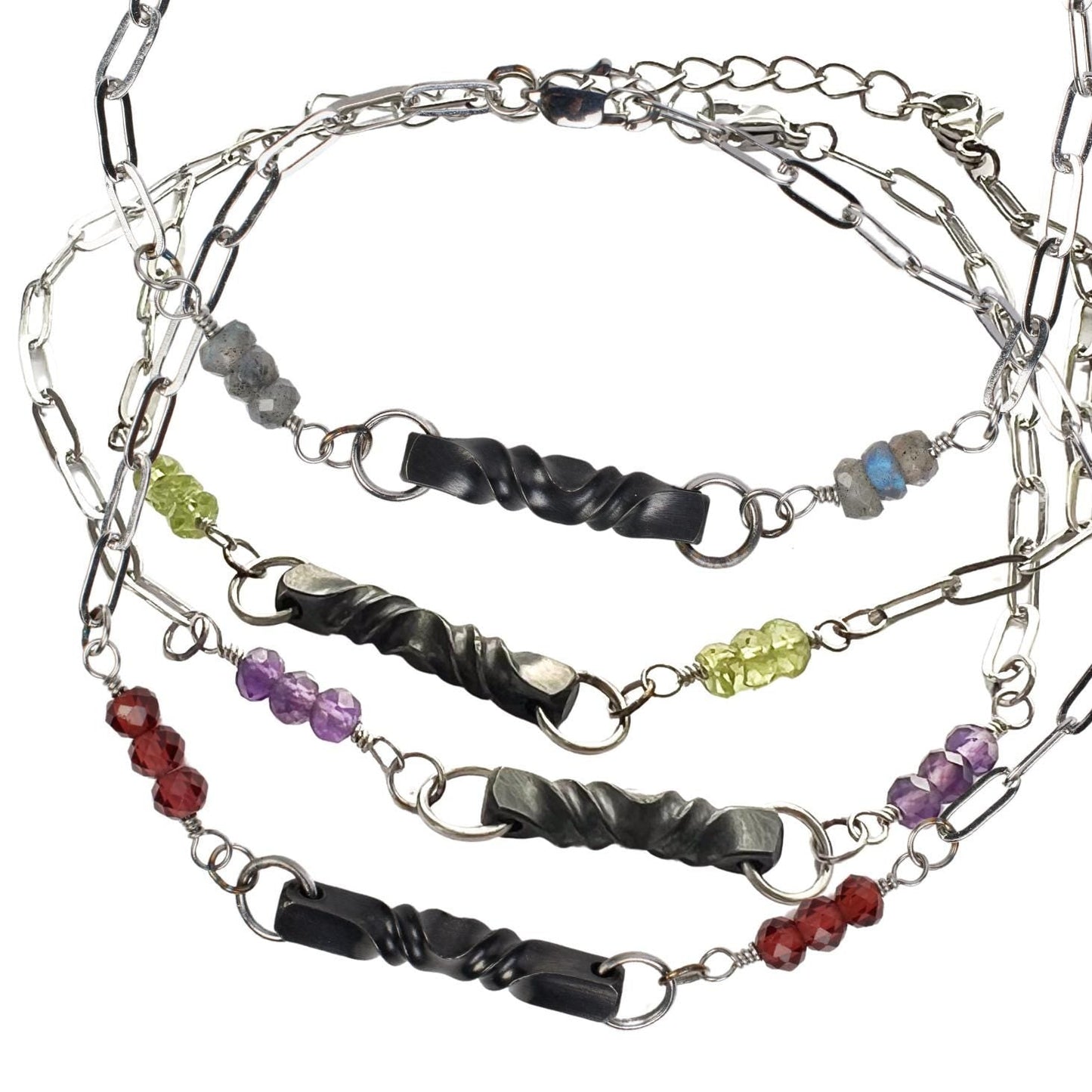 Iron Twist Gemstone Bracelet - Steel Toe Studios