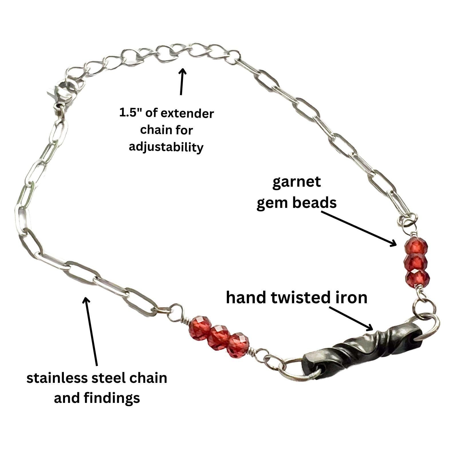 Iron Twist Gemstone Bracelet - Steel Toe Studios